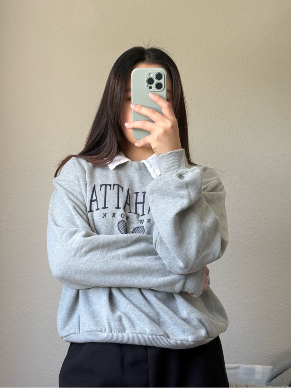 Hollister Gray Collar Crewneck Sweater